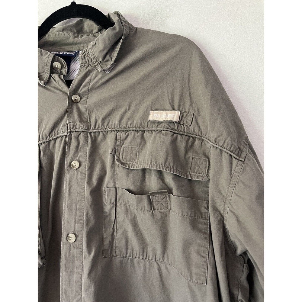 Reel Legends Beige Mesh Lined Button Front Fishing Shirt Men’s Size 2XL - Picture 3 of 5